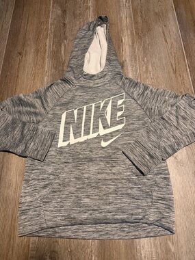 Nike Dri Fit Gray Marble Pullover Hoodie with White Logo